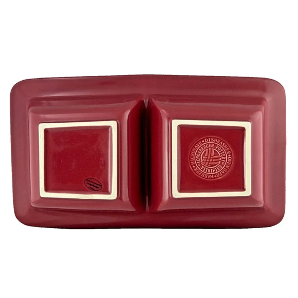 Longaberger Pottery Woven Traditions‎ Divided Dish Paprika Red #3181440
